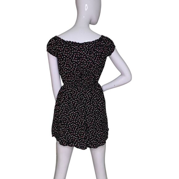 Forever 21 Mini Dress Short Sleeve Black Multicolor Floral Print Size S - Picture 5 of 8